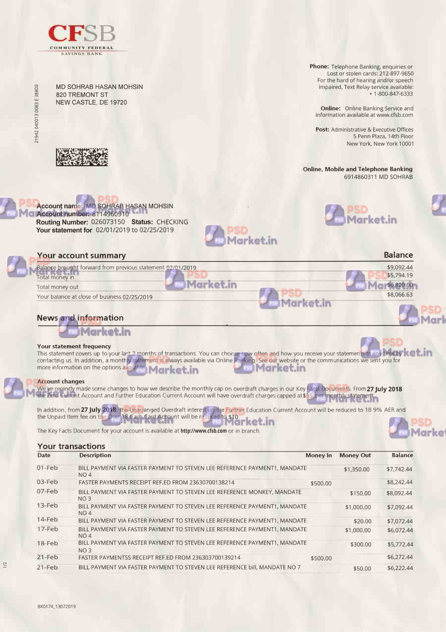 Community Federal Savings Bank Statement Template - PSDMarket.in Community Federal Savings Bank Statement Template - PSDMarket.in