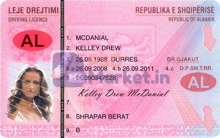 Albania Driving licence psd template - PSDMarket.in Albania Driving Licence Template - Image 1