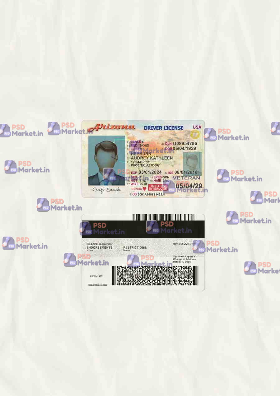 Arizona Driver License Template (scan) - PSDMarket.in Arizona Driver License Template (scan) - PSDMarket.in