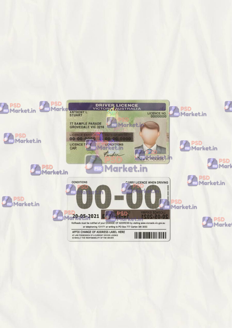 Australian Victoria Australia DL Template (scan) - PSDMarket.in
