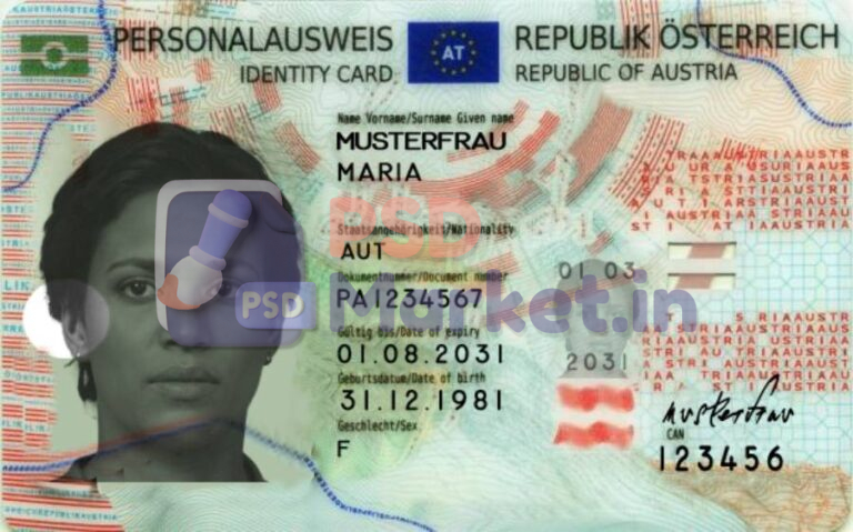 Austria ID Card (Front & Back )PSD Template V2 - front - PSDMarket.in