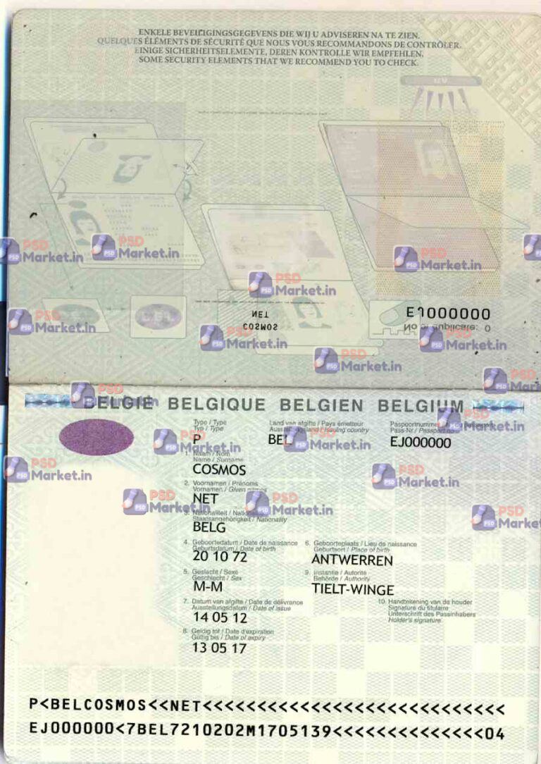 Belgium Passport Template - PSDMarket.in.psd