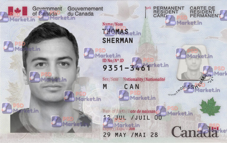 Canada ID Card Template(PRC) - PSDMarket.in