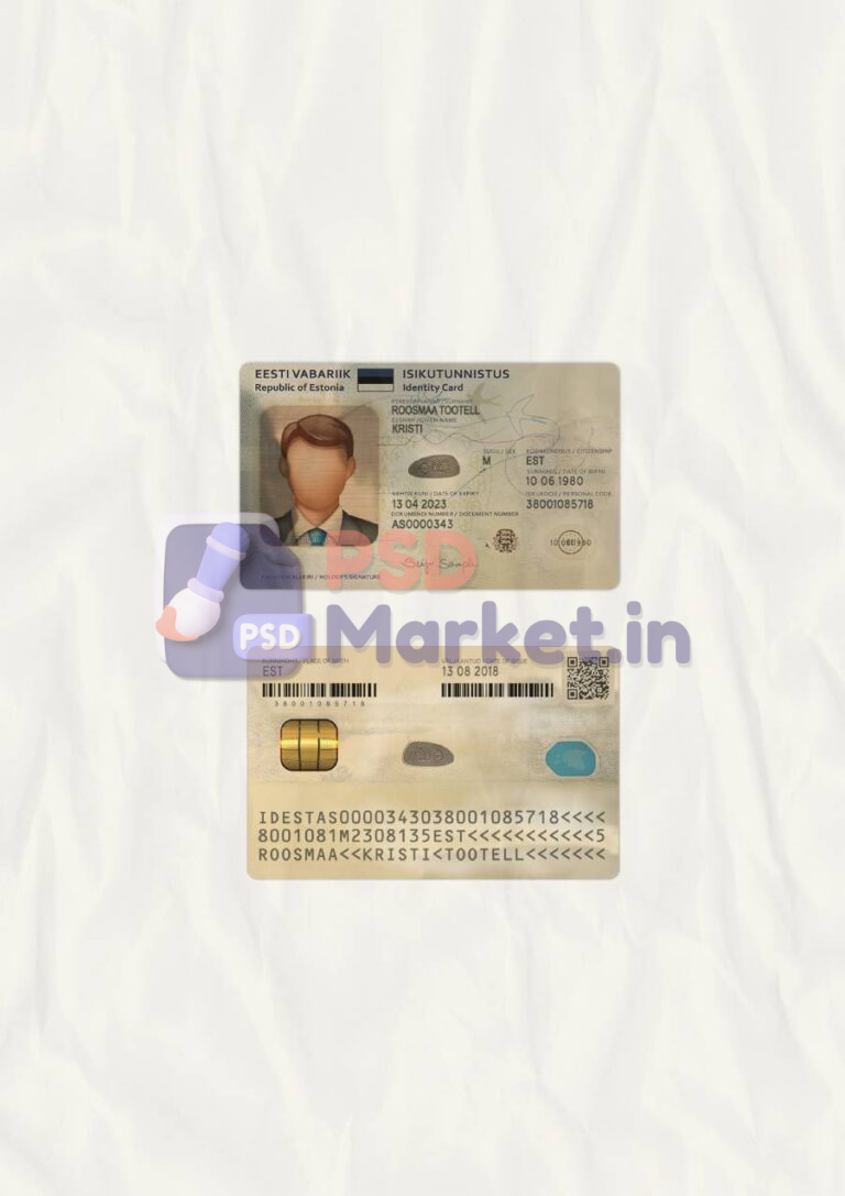Estonia ID Card Template (scan)V2 - PSDMarket.in