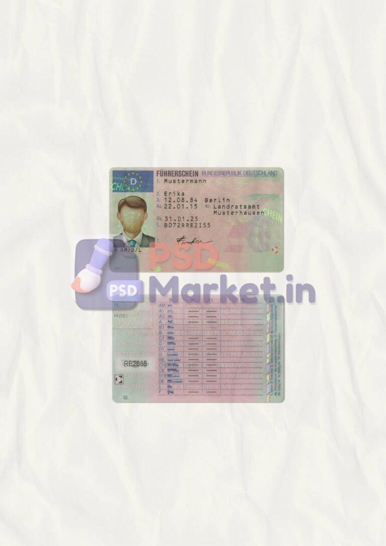 Germany Driving Licence Template (scan) - PSDMarket.in