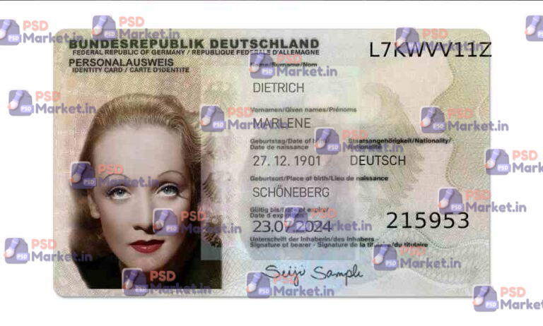 Germany ID Card (Front & Back) Template V2 - PSDMarket.in - Front