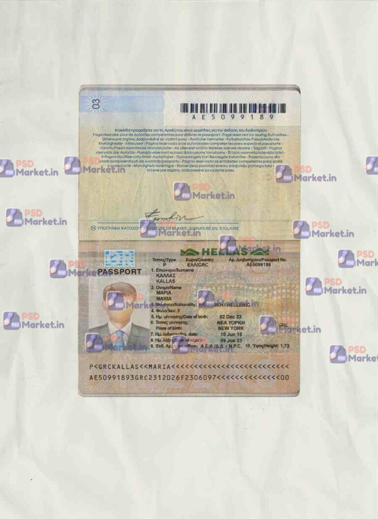 Greece Passport Template - PSDMarket.in