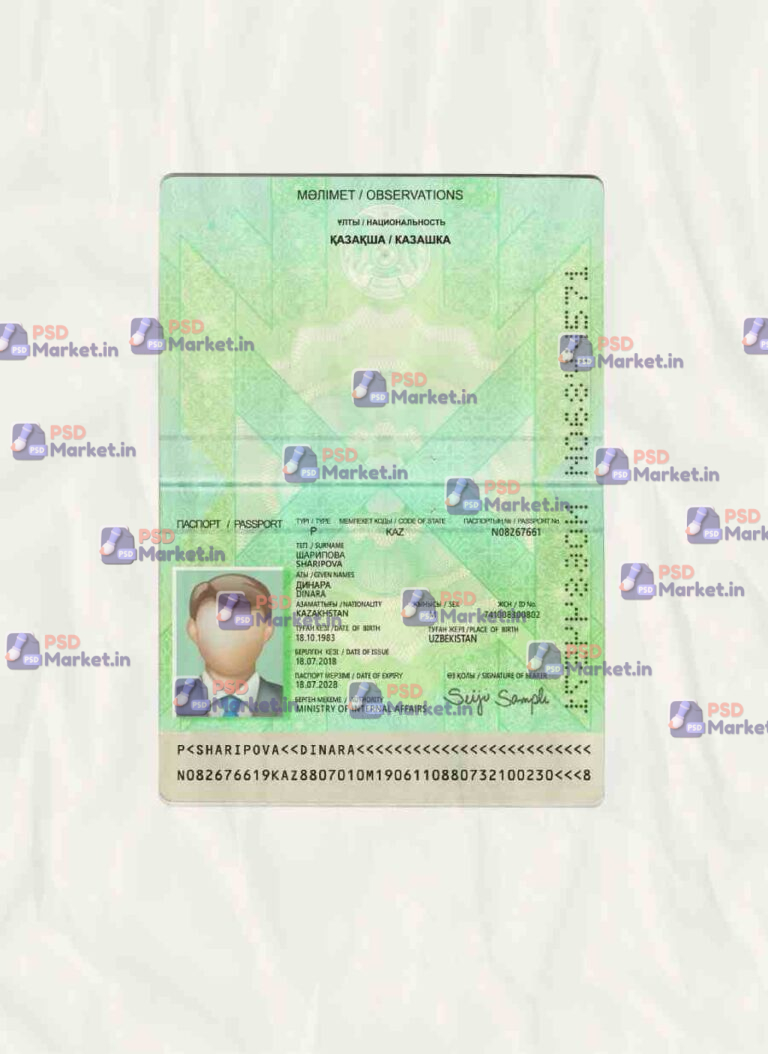 Kazakhstan Passport Template - PSDMarket.in