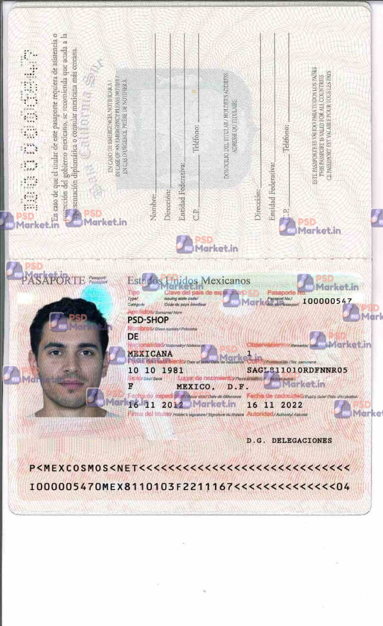 Mexico Passport Template - PSDMarket.in