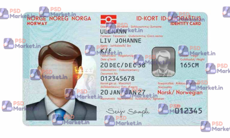 Norway ID Card (Front & Back) Template - PSDMarket.in