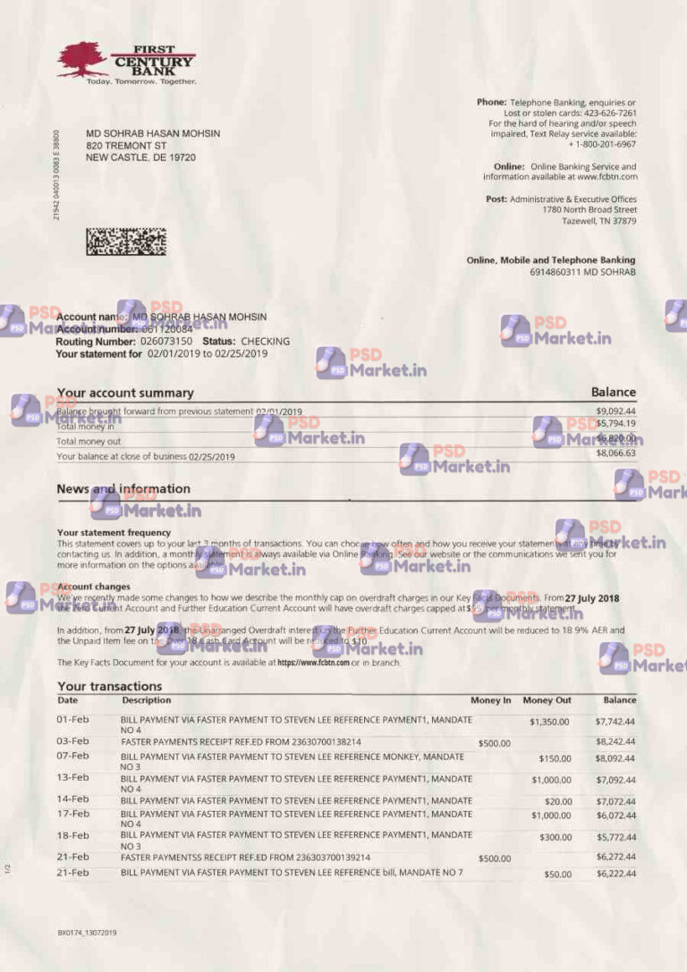 Payoneer ban -First Century Bank - PSDMarket.in