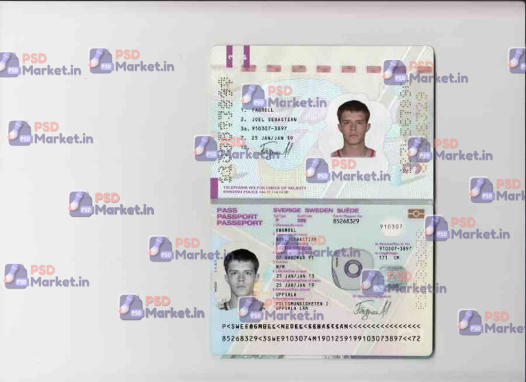 Sweden Passport Template - PSDMarket.in