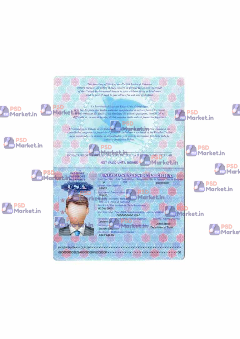 USA Passport Template (V1) - PSDMarket.in