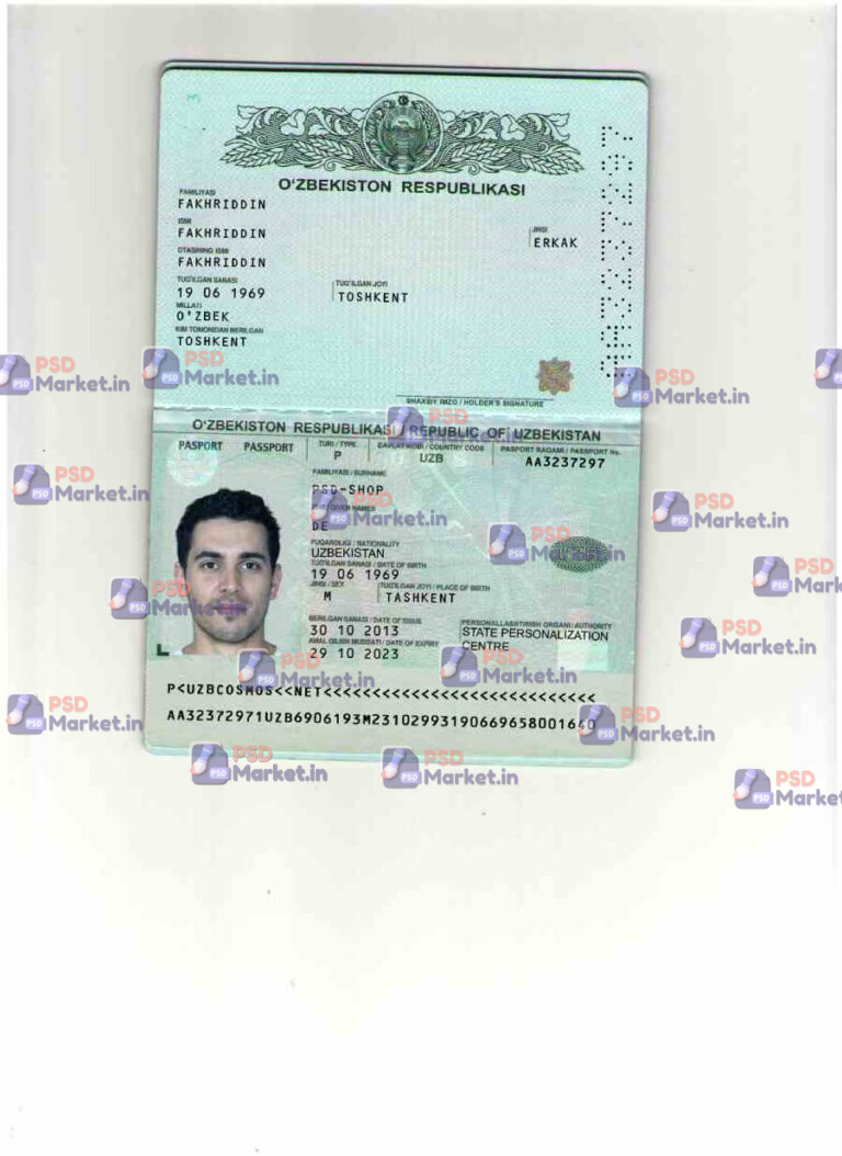 Uzbekistan Passport Template - PSDMarket.in