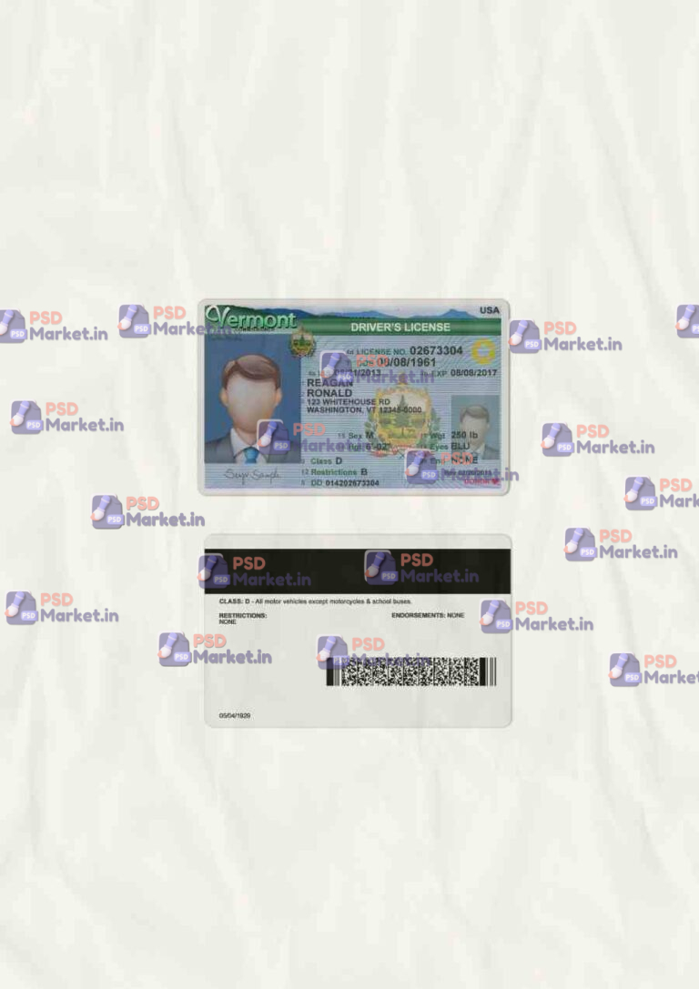 Vermont Driver License Template (scan) - PSDMarket.in