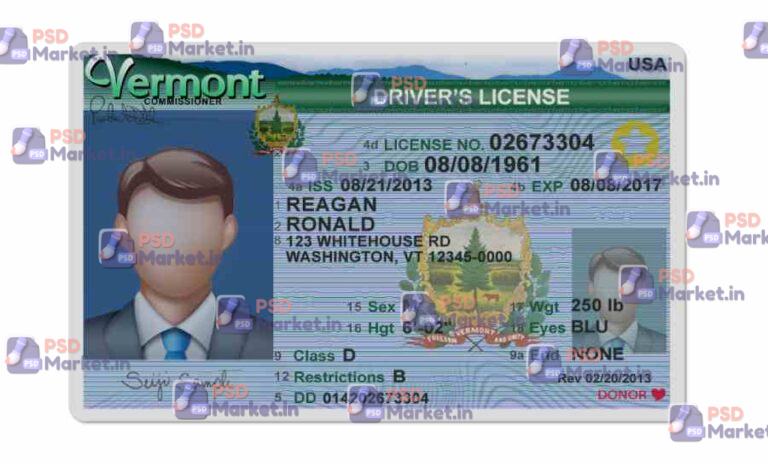 Vermont Driver License(Front & Back) Template v1 - PSDMarket.in