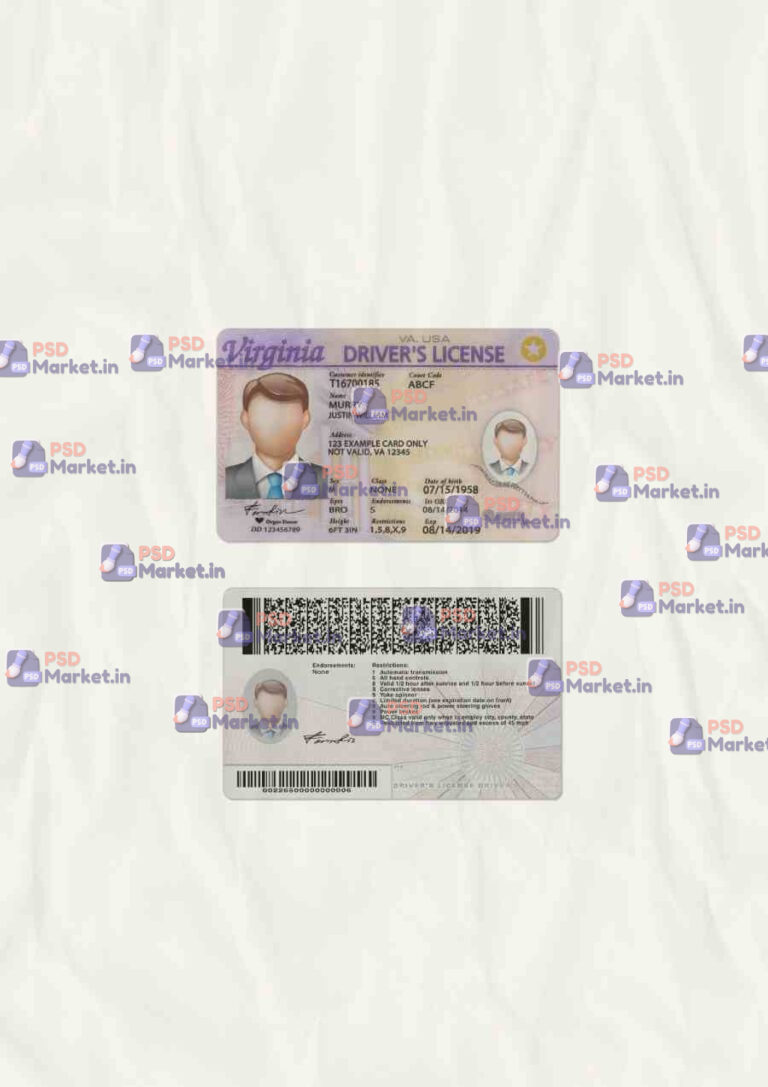 Virginia Driver License Template (scan) - PSDMarket.in