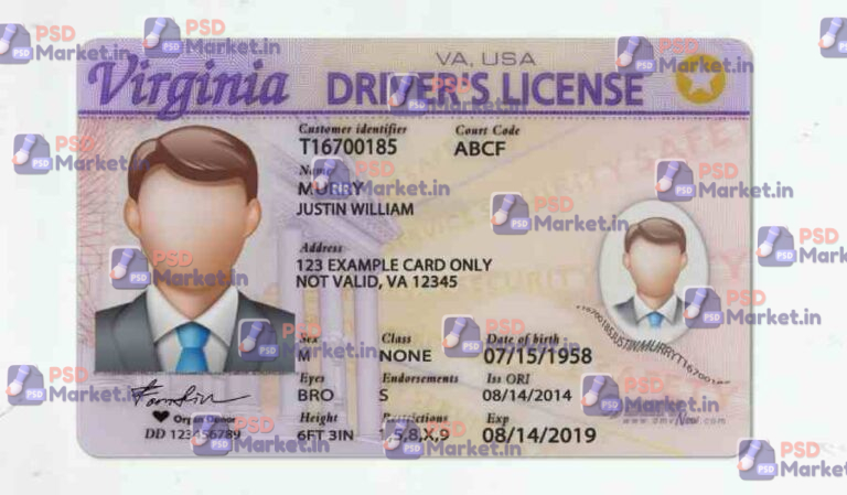 Virginia Driver License(Front & Back) Template - PSDMarket.in