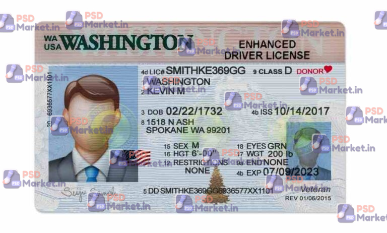 Washington Driver License(Front & Back) Template - PSDMarket.in