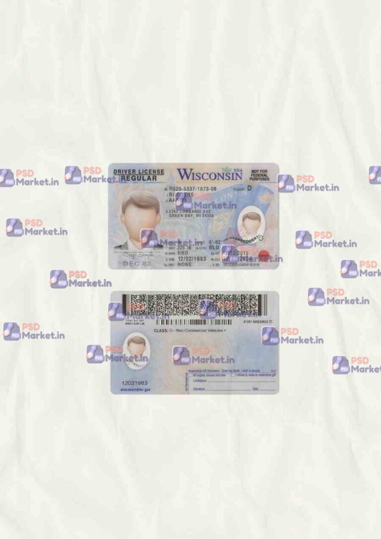 Wisconsin Driver License Template (scan) - PSDMarket.in