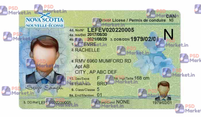 Canada Nova Scotia Drivers License Template - PSDMarket.in