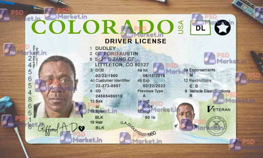Colorado Drivers License Template (Front & Back) - PSDMarket.in Colorado Drivers License Template (Front & Back) - PSDMarket.in