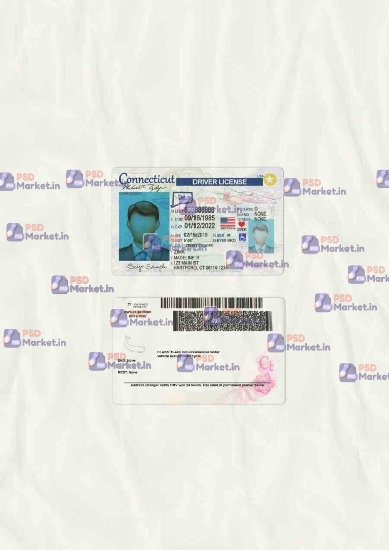 Connecticut Drivers License Template (scan) - PSDMarket.in
