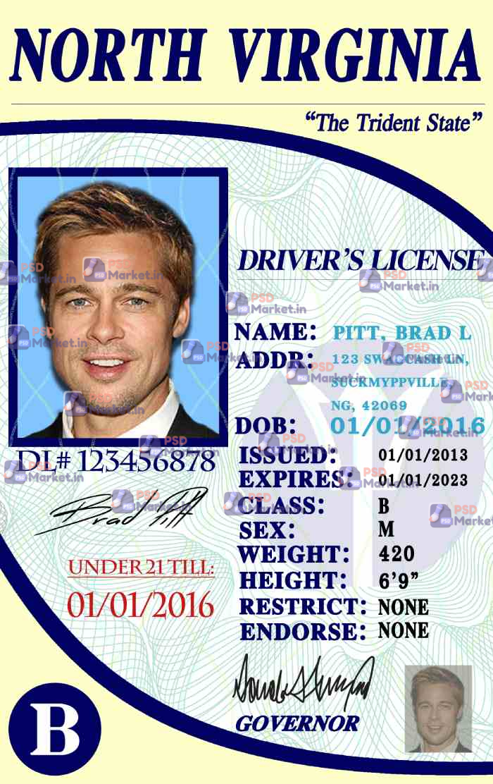 North Virginia Drivers License Template - PSDMarket.in North Virginia Drivers License Template - PSDMarket.in