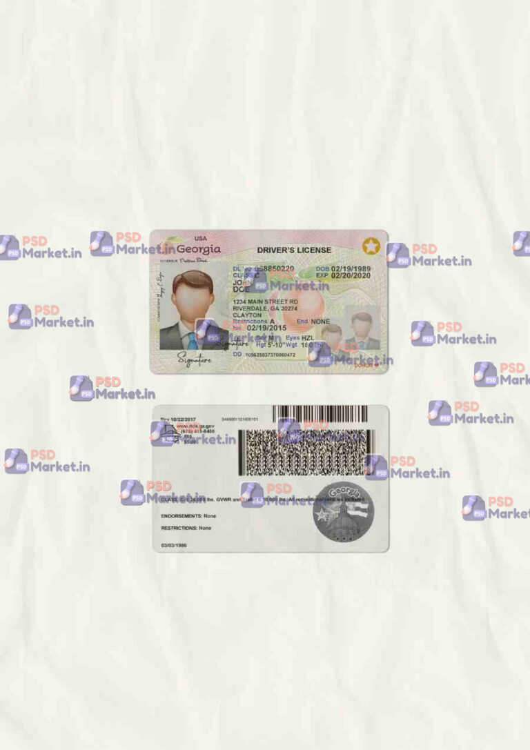 Georgia Drivers License Template (scan) v2 - PSDMarket.in