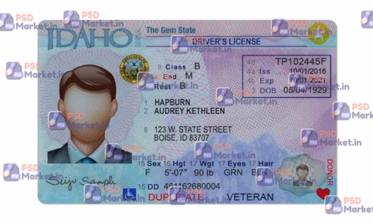 Idaho Drivers License Template (Front & Back)