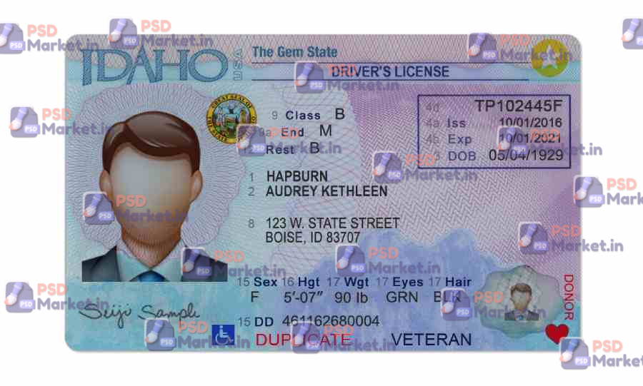 Idaho Drivers License Template (Front & Back) Idaho Drivers License Template (Front & Back)