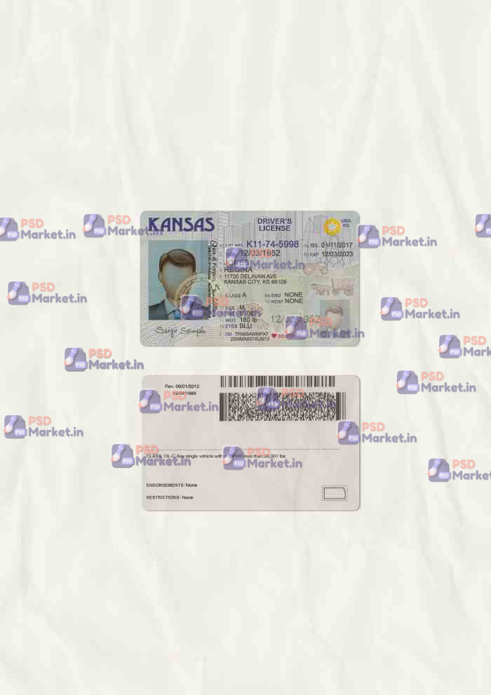 Kansas Drivers License Template (scan) - PSDMarket.in Kansas Drivers License Template (scan) - PSDMarket.in