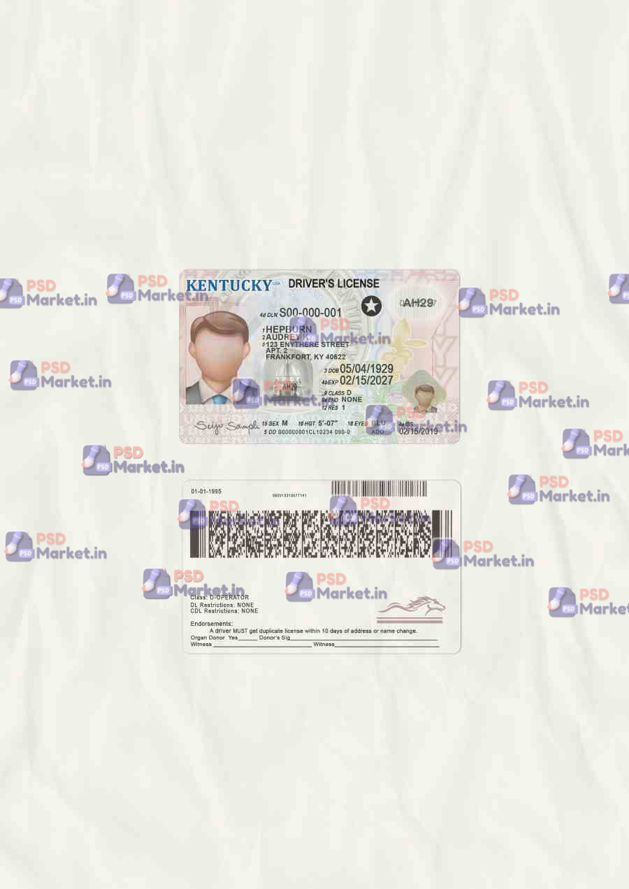 Kentucky Drivers License Template (scan) - PSDMarket.in Kentucky Drivers License Template (scan) - PSDMarket.in
