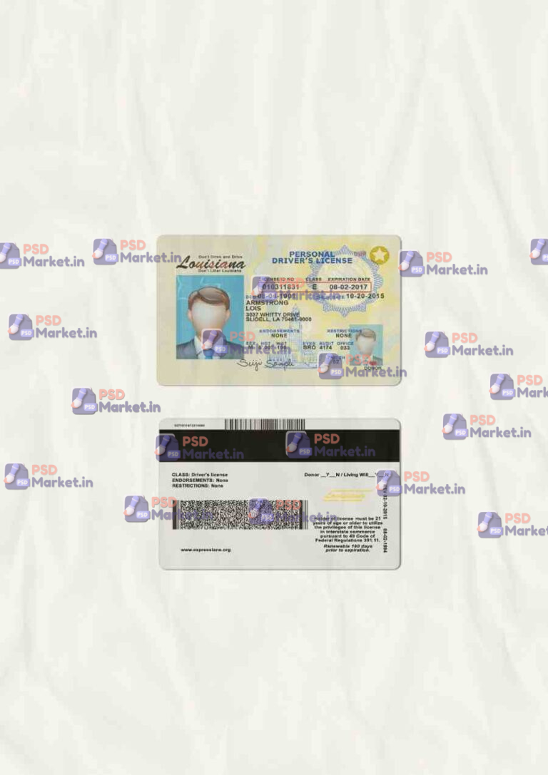 Louisiana Drivers License Template (scan) - PSDMarket.in