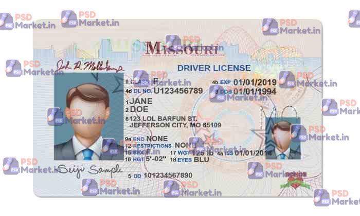 Missouri Drivers License Template (Front & Back) - PSDMarket.in