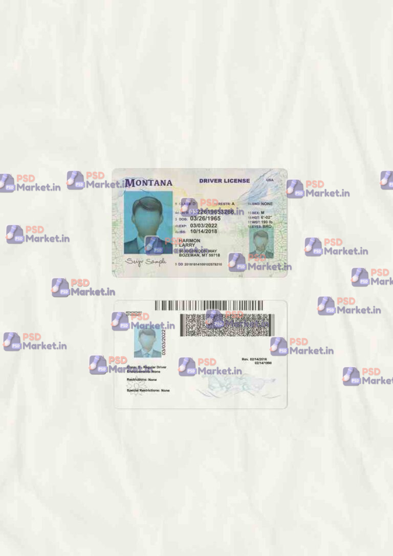 Montana Drivers License Template (scan) - PSDMarket.in