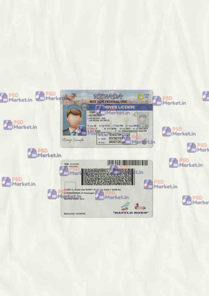 Nevada Drivers License Template (scan) V2 - PSDMarket.in Nevada Drivers License Template (scan) V2 - PSDMarket.in