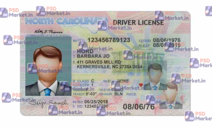North Carolina Drivers License Template (Front & Back)