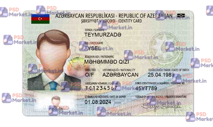 Azerbaijan ID Card Template (Front & Back) - PSDMarket.in