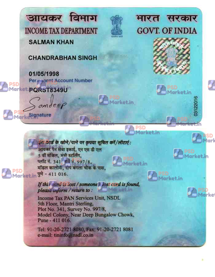 Indian Pan Card Template - PSDMarket.in