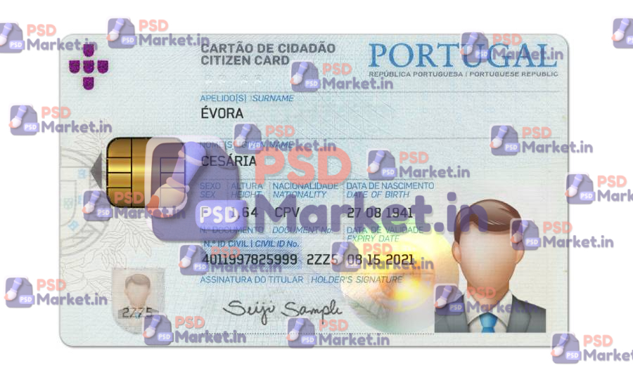 Portugal ID Card Template (Front & Back) - PSDMarket.in - Front Portugal ID Card Template (Front & Back) - PSDMarket.in - Front