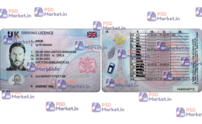 UK Drivers License Template (V5) - PSDMarket.in