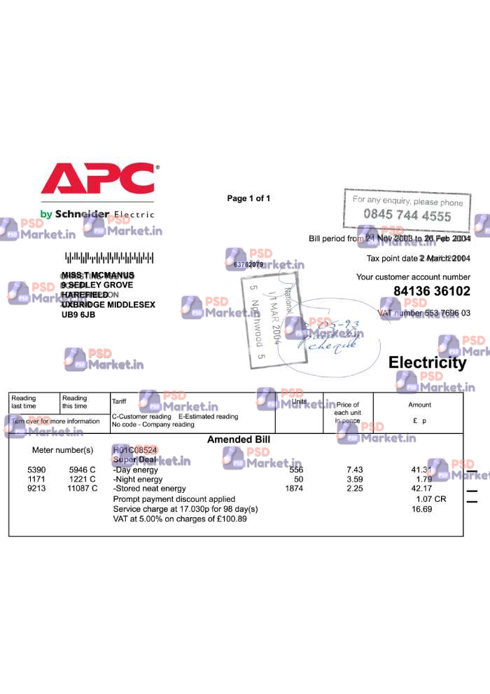 UK Utility Bill Template - PSDMarket.in