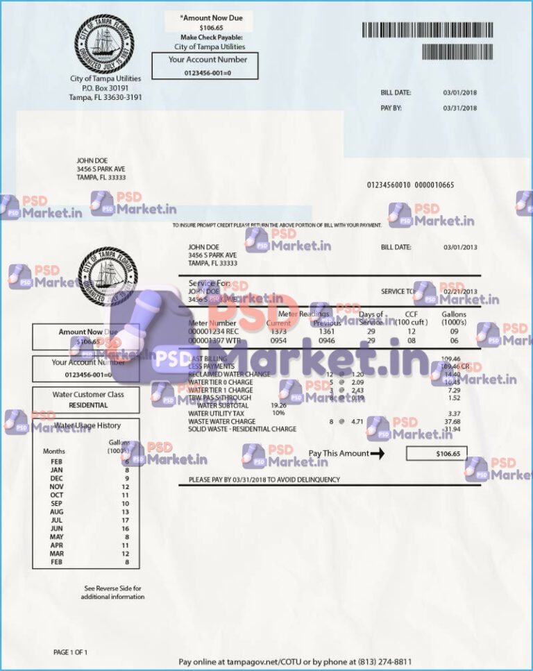 Florida water utility bill - PSDMarket.in