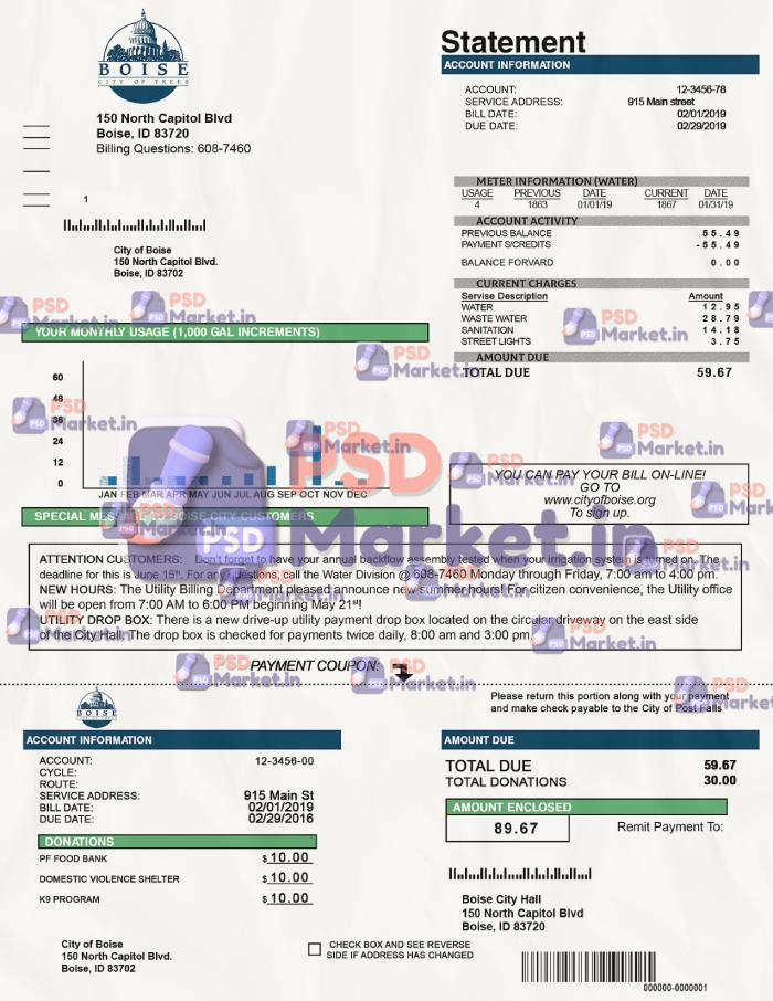 Idaho utility bill - PSDMarket.in