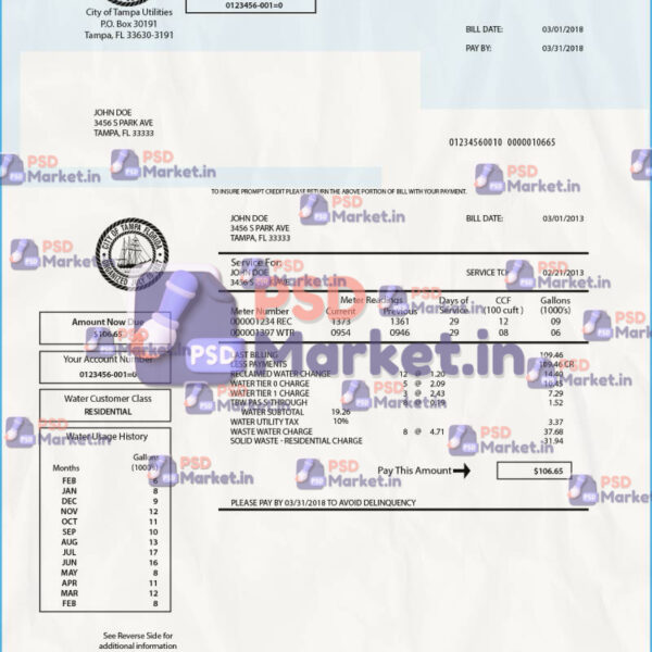 Florida Water Bill Template