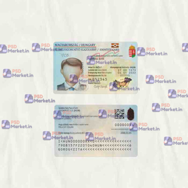 Hungary ID Card PSD Template (scan)