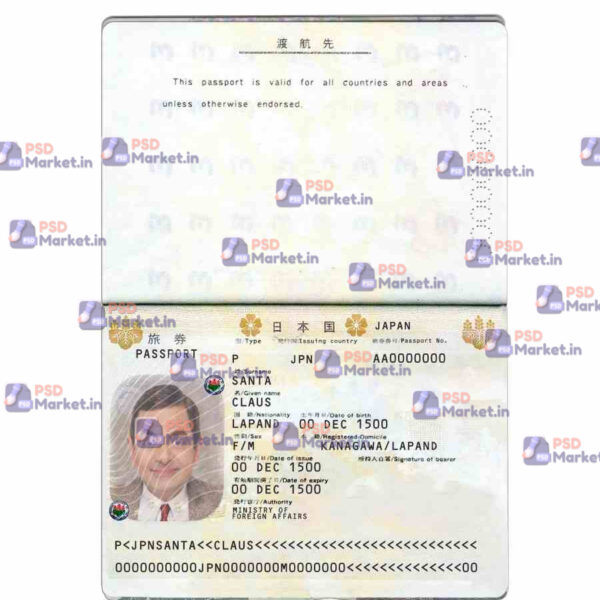 Japan Passport Template